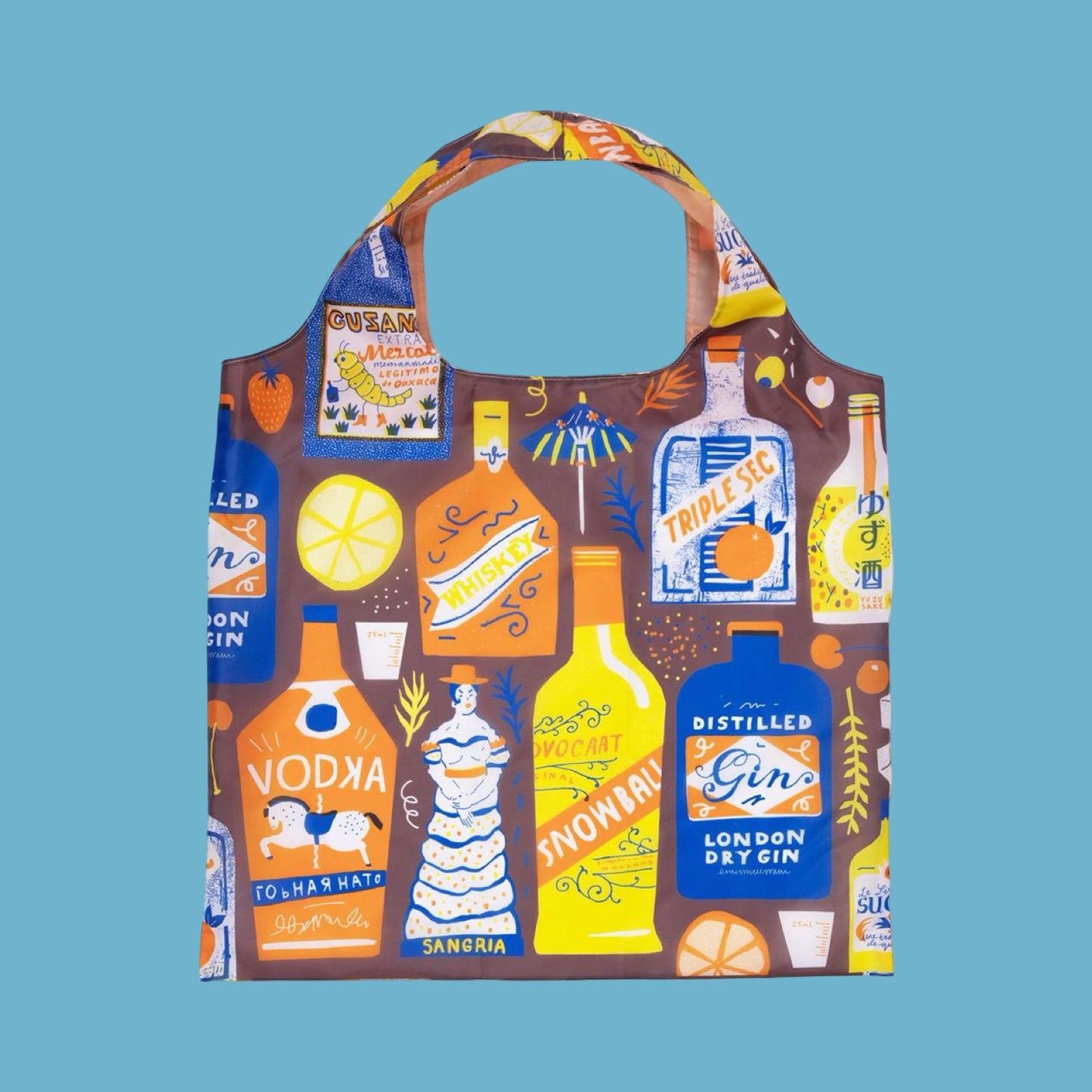 Yellow Owl Workshop Art Sack Shopping Bag - Cocktails by The Printed Peanut