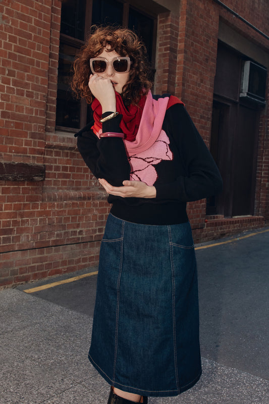 Frock Me Out A-Line Denim Skirt - Indigo