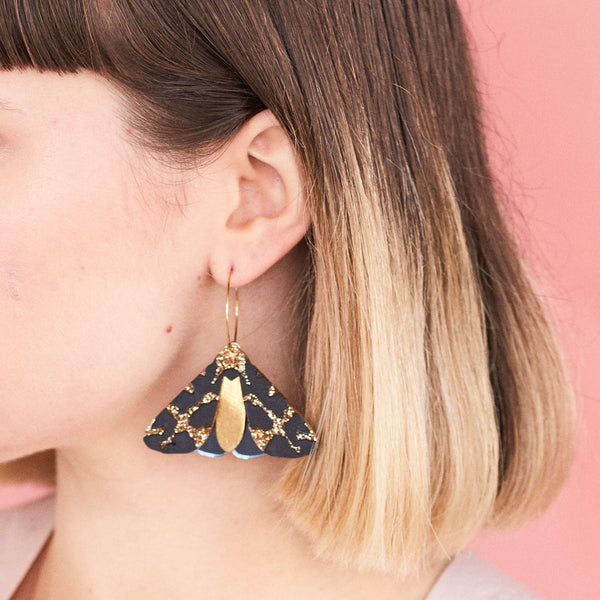 Martha Jean Moth Earrings - Gold