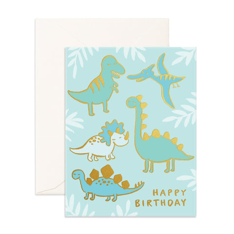 Fox & Fallow Birthday Dinosaurs Foil Card