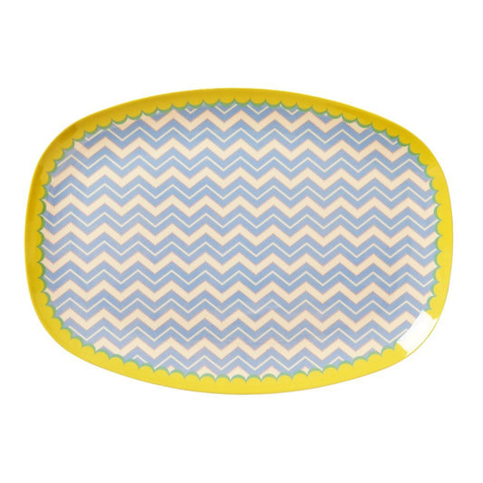 Rice Rectangular Melamine Plate - Chevron