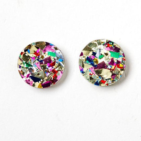 Martha Jean Circle Stud Earrings - Gold/Confetti