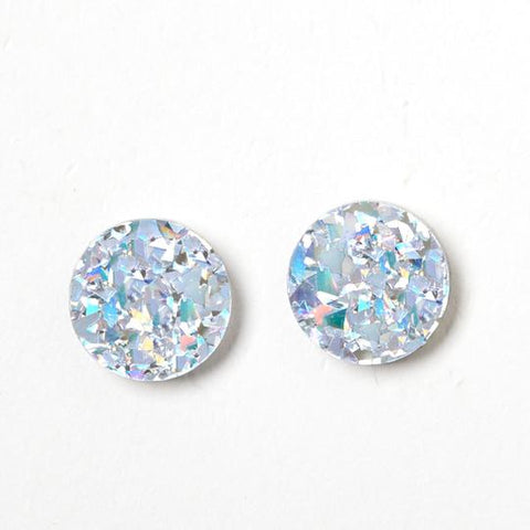 Martha Jean Circle Stud Earrings - Silver/Iridescent