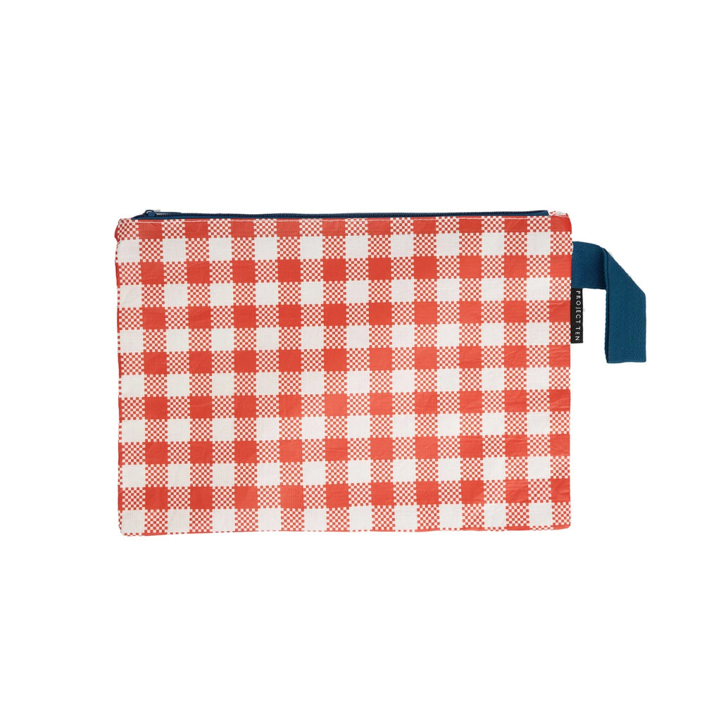 Project Ten Red Checkerboard Zip Pouch