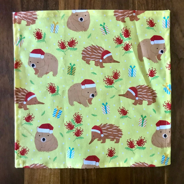 Christmas Wombats and Echidnas Hanky