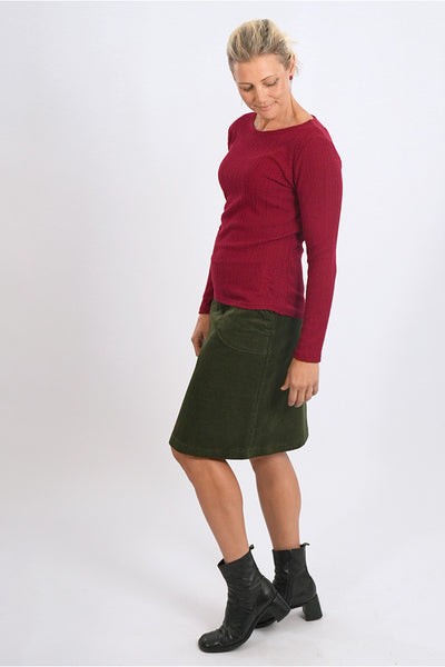 Essaye Zoe Olive Cord Skirt