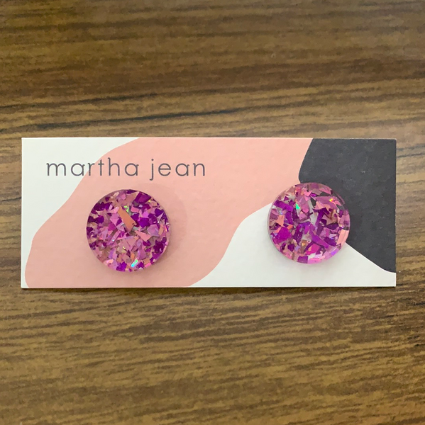 Martha Jean Circle Stud Earrings - Mauve