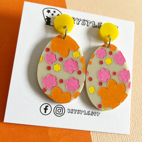 Krystlebot Bright Flowers Earrings - Yellow/Orange/Pink