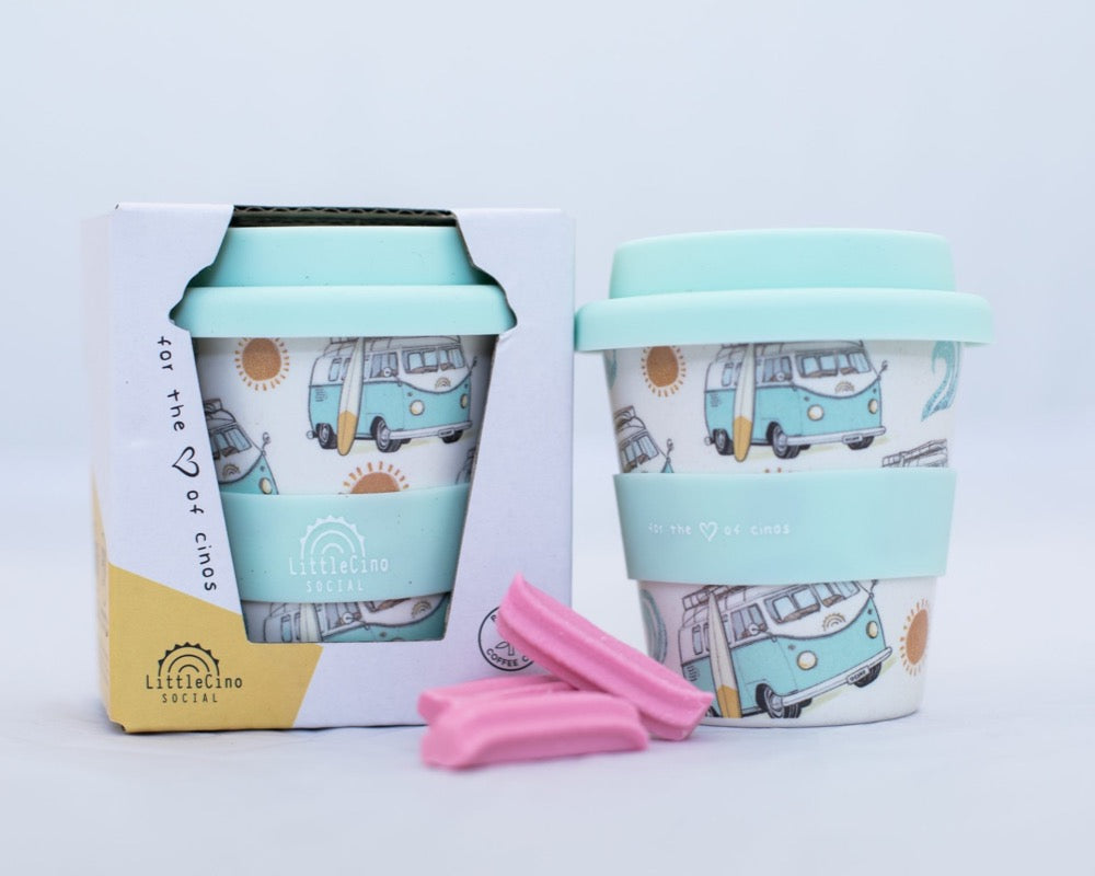 little cino social following the sun babycino cup reuseable coffee cup kids kombi volkswagen VW 