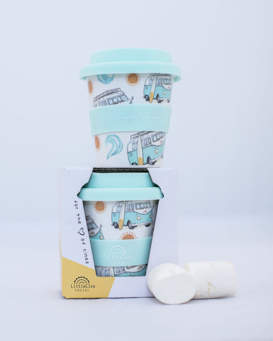 little cino social following the sun babycino cup reuseable coffee cup kids kombi volkswagen VW 