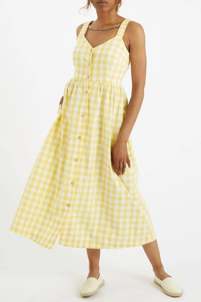 Louche Clover Check Sun Dress - Yellow