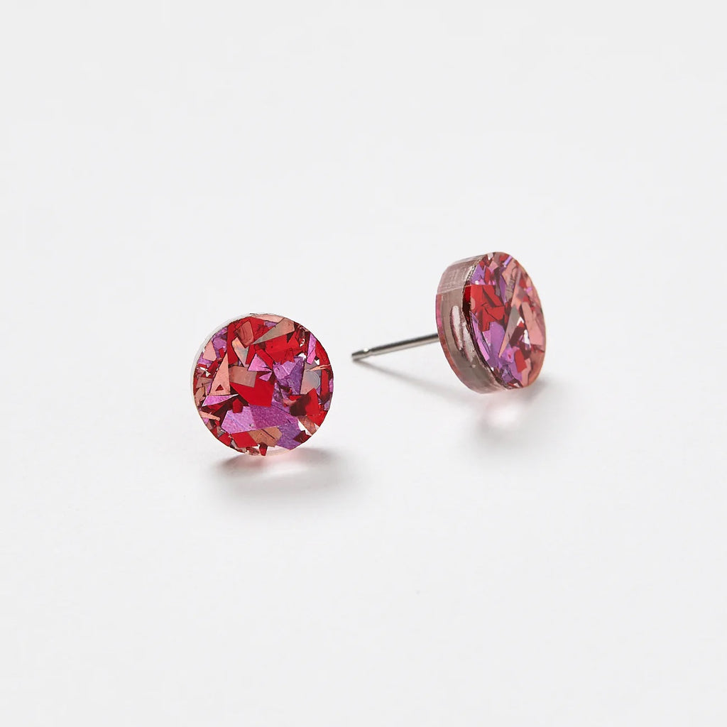 Martha Jean Mini Circle Stud Earrings - Cherry