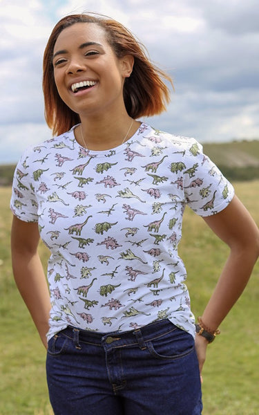 Run and Fly Dino Ringer Tee - White