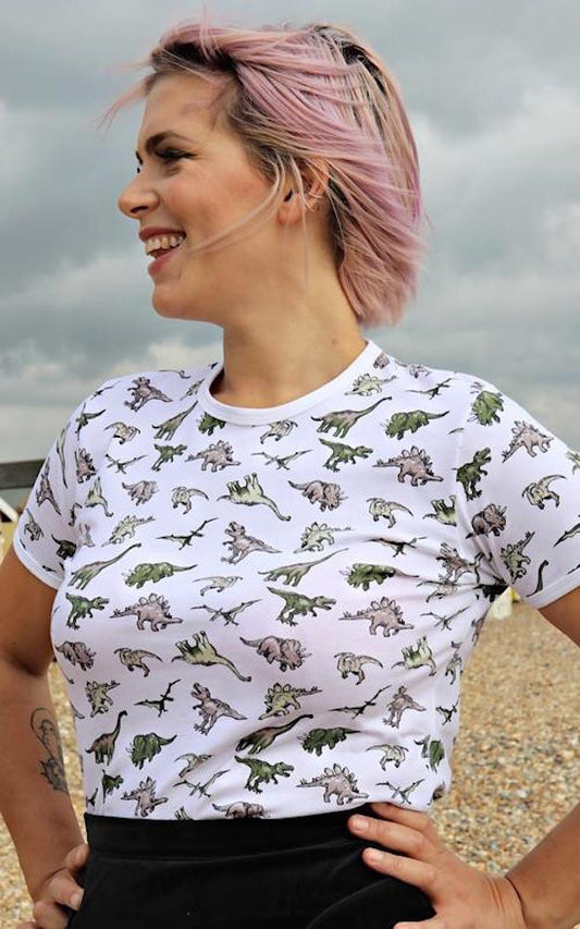 Run and Fly Dino Ringer Tee - White