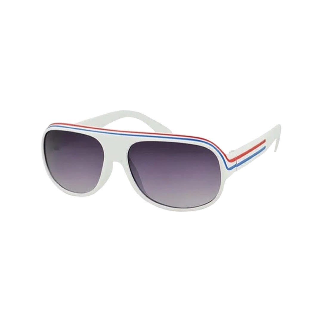Unity Kids White with Blue & Red Stripe Sunglasses